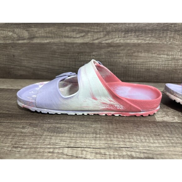 Birkenstock Arizona EVA Sandals Purple Fog Swirl Sz 9  Multicolor Beach Summer - Picture 15 of 16